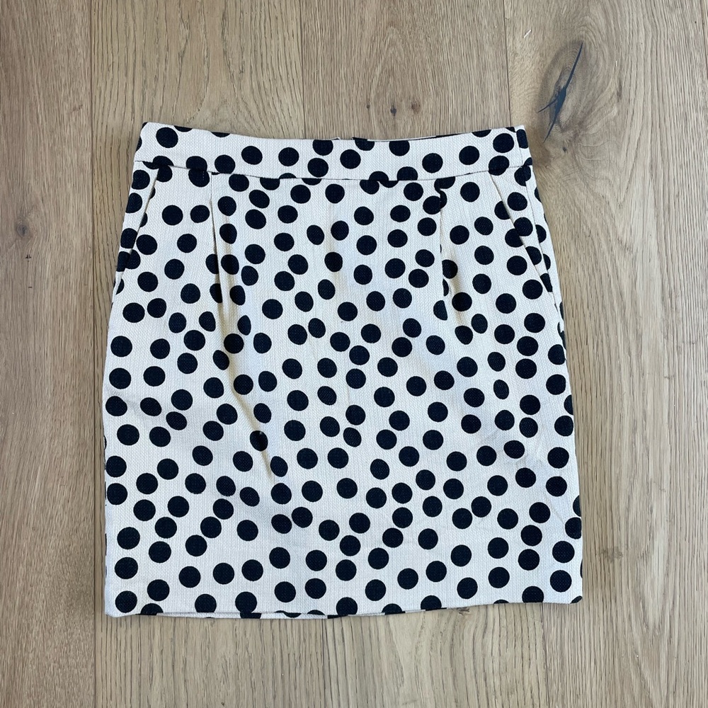 J. Crew Cream Mini Skirt with Black Polka Dots - Picture 7 of 7